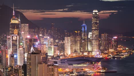 Hong-Kong-Stadtbild-von-Tag-zu-Nacht