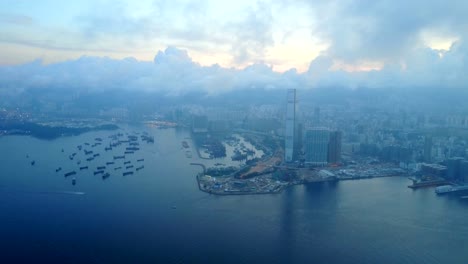 Volar-sobre-Hong-Kong-ciudad-4k-video