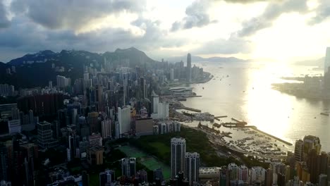 Fliegen-Sie-über-Hongkong-City-4k-video