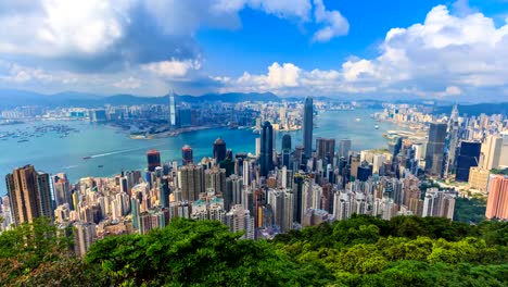 Hong-Kong-Cityscape-hohe-Sicht-der-Victoria-Peak-4K-Zeitraffer