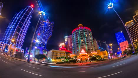 Zeit-Ablauf-Nacht-Macau-Stadtcasino-Stadtbild-Bereich-und-Straße-der-Stadt-Macau