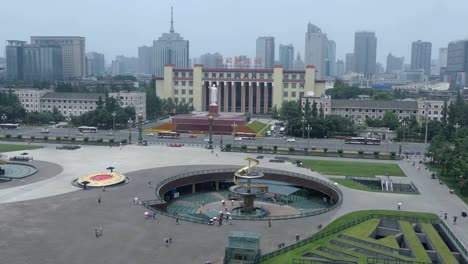 High-Angle-View-Of-Tianfu-Platz-In-Chengdu-China-Asien