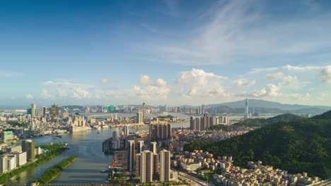 china-sunset-sunny-day-time-zhuhai-cityscape-macau-bay-aerial-panorama-4k-timelapse