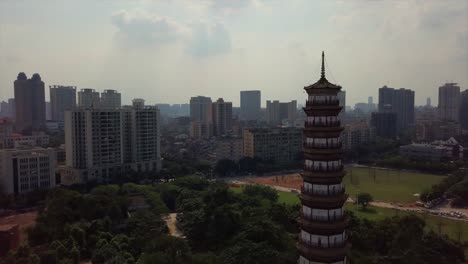 día-hora-guangazhou-ciudad-chigang-famosa-pagoda-panorama-aéreo-4k-china