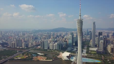 día-soleado-río-Perla-haixinsha-isla-parte-centro-panorama-aéreo-4k-Cantón