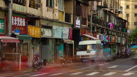 sonnigen-Abend-shanghai-Stadt-Verkehr-Straße-Panorama-4k-Zeitraffer-China