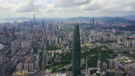 China-día-soleado-shenzhen-paisaje-urbano-edificios-famosos-aérea-panorama-4k