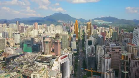 China-día-soleado-shenzhen-paisaje-famoso-tráfico-carretera-aérea-panorama-4k