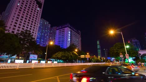 Nacht-beleuchtete-Shenzhen-Stadtbild-Verkehr-Straße-Panorama-4-k-Zeit-hinfällig,-china