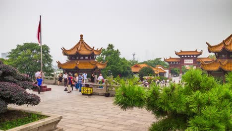 wuhan-yellow-crane-temple-park-square-panorama-4k-time-lapse-china