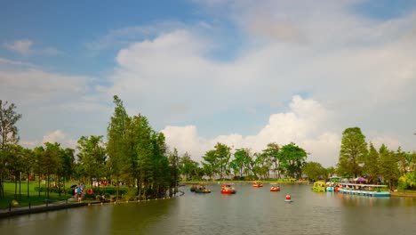 sonnigen-Tag-Zhuhai-Stadt-berühmten-Jingshan-Park-See-Panorama-4-k-Zeit-hinfällig,-china