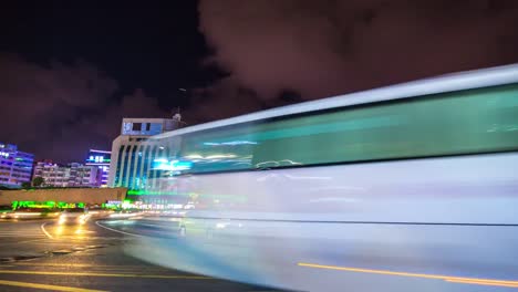 night-time-zhuhai-city-gongbei-port-of-entry-traffic-square-street-view-4k-time-lapse-china