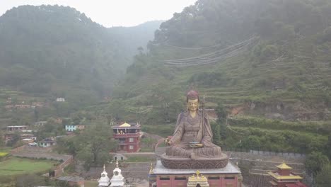 View-of-Statue-of-Guru-Padmasambhava,-Kathmandu-valley,-Nepal---October-16,-2017