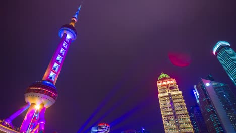 Nacht-erleuchtet-shanghai-berühmte-Perle-orientalischen-Turm-Ansicht-4k-Zeit-verfallen-China