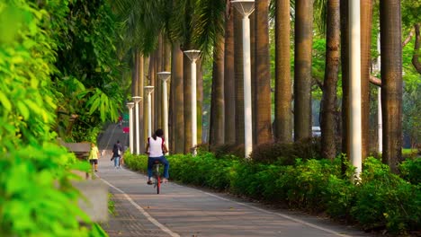 Sonnenuntergang-Shenzhen-Stadtstraße-überfüllten-Fußgängerzone-zu-Fuß-Weg-Panorama-4k-Zeit-verfallen-China