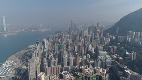 sonnigen-Tag-Hong-Kong-Stadt-Dschungel-Bucht-Kowloon-aerial-Panorama-4k-china