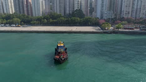 Puerto-de-Hong-kong-ciudad-Bahía-día-soleado-paseo-china-panorama-aéreo-4k