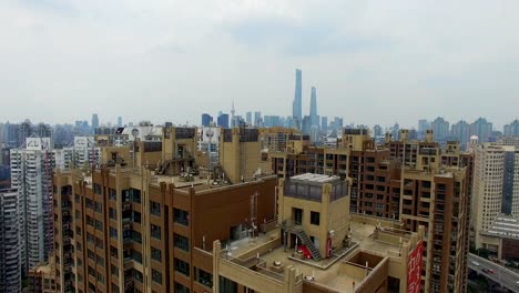 Shanghai,-China---7-Jul,-2017:Aerial-Blick-auf-Bauwerke-in-Shanghai