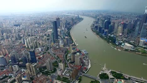 AERIAL-shot-of-Shanghai-cityscape-and-skyline,Shanghai,China