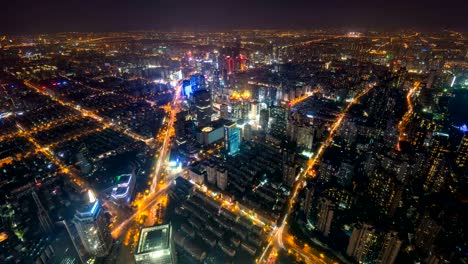 Timelapse-of-Shanghai-urban-skyline-at-night