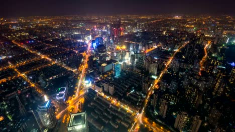 Horizonte-urbano-de-timelapse-de-Shangai-de-noche