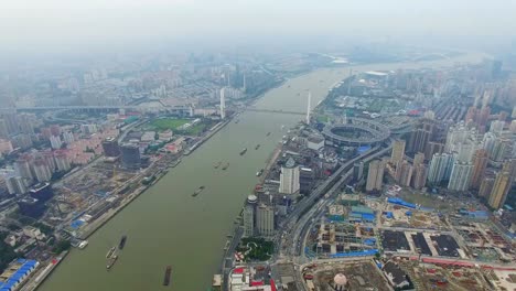 Luftaufnahme-des-Bund-und-Shanghai-skyline,Shanghai.China.