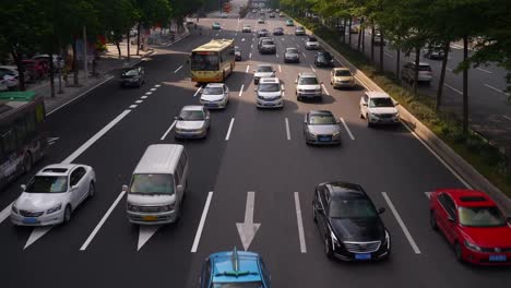 sunset-time-guangzhou-city-traffic-road-pedestrian-bridge-panorama-4k