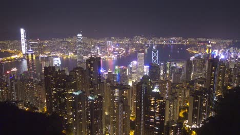Hong-Kong-at-night-from-Victoria-peak,-timelapse