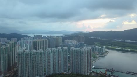 Drone-footage-of-Tseung-Kwan-O-City,-Hong-Kong