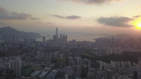 Aerial-view-footage-of-Kowloon-District-in-Hong-Kong