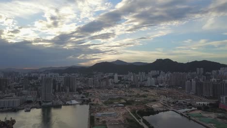 4K-Aufnahmen-von-Hong-Kong-Island-und-Kowloon-Stadt-aus-Vogelperspektive