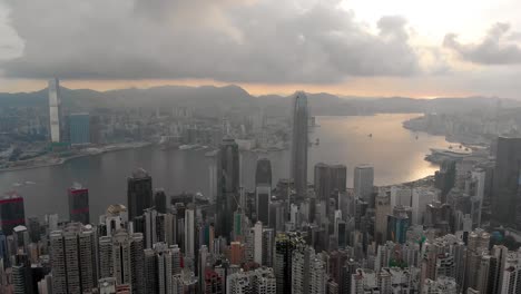 Aerial-shot-of-Hong-Kong-skyline