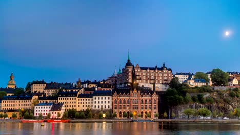 Stockholm-Skyline-Sonnenuntergang-Zeitraffer