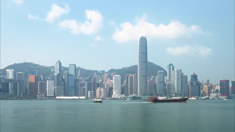 Hong-Kong,-China,-Timelapse---The-Bay-und-die-Skyline-tagsüber