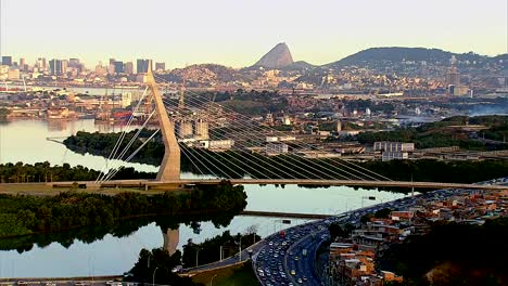 Aerial-View-Of-Knowledge-Bridge,-Rio-De-Janeiro,-Brazil