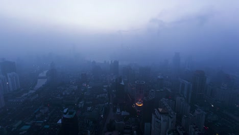 Paisaje-urbano-de-Shanghai,-sunrise,-time-lapse-4-K