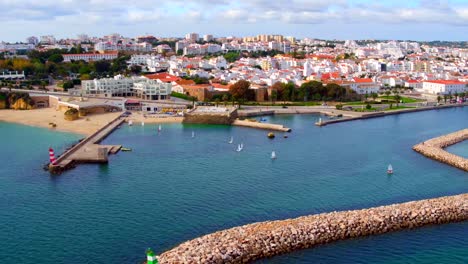 Aerial-from-the-city-Lagos-in-the-Algarve-Portugal