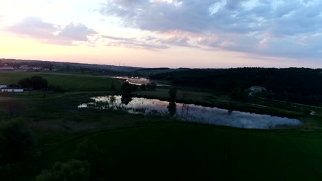 Aerial-Park-Sonnenuntergang-Drohne