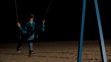 Child-swinging-on-the-beach-at-night