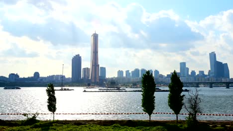 Zeitraffer-von-Seoul-City-Skyline,-Südkorea