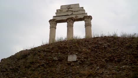 Die-kleine-Gräser-auf-dem-Hügel,-wo-der-Tempel-des-Castor-und-Pollux-befindet-sich-in-Rom-in-Italien