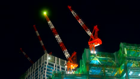 Cranes-Night-lapse-4K-at-shiuya-middle-shot-zoom-in