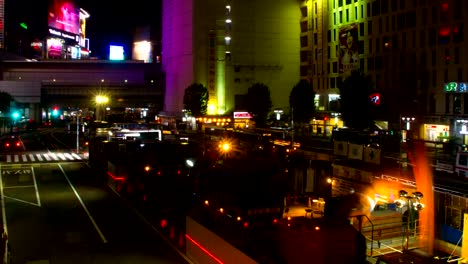 Night-lapse-4K-at-shibuya-east-gate-wide-shot-high-angle-zoom-out