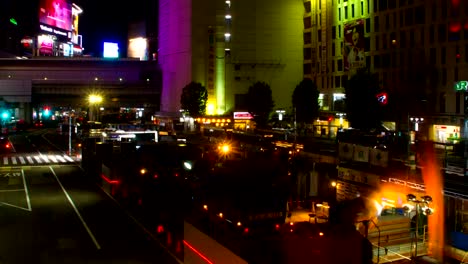 Nacht-Zeitraffer-4K-Auflösung-bei-Shibuya-Osttor-breite-erschossen-Zoom-in