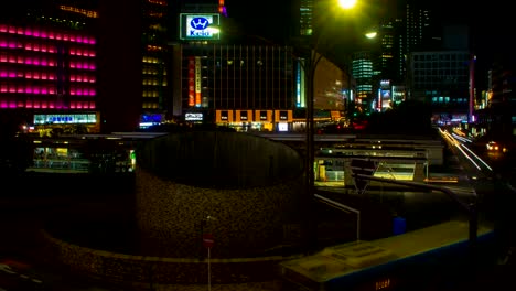 Night-lapse-4K-at-shinjuku-bus-rotary-wide-shot-zoom-in