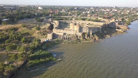 Flying-on-drone-over-ancient-fortress-Akkerman-which-is-on-the-bank-of-the-Dniester-estuary-in-Bilhorod-Dnistrovskyi-city