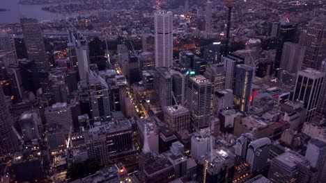 Downtown-city-district-at-dusk