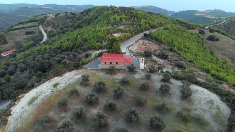 Aerial-view-of-Greek-village-by-the-sea-and-in-the-mountains