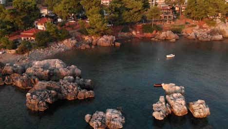 Aerial-view-of-Greek-village-by-the-sea-and-in-the-mountains