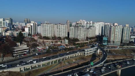 Aerial-of-Seoul,-South-Korea